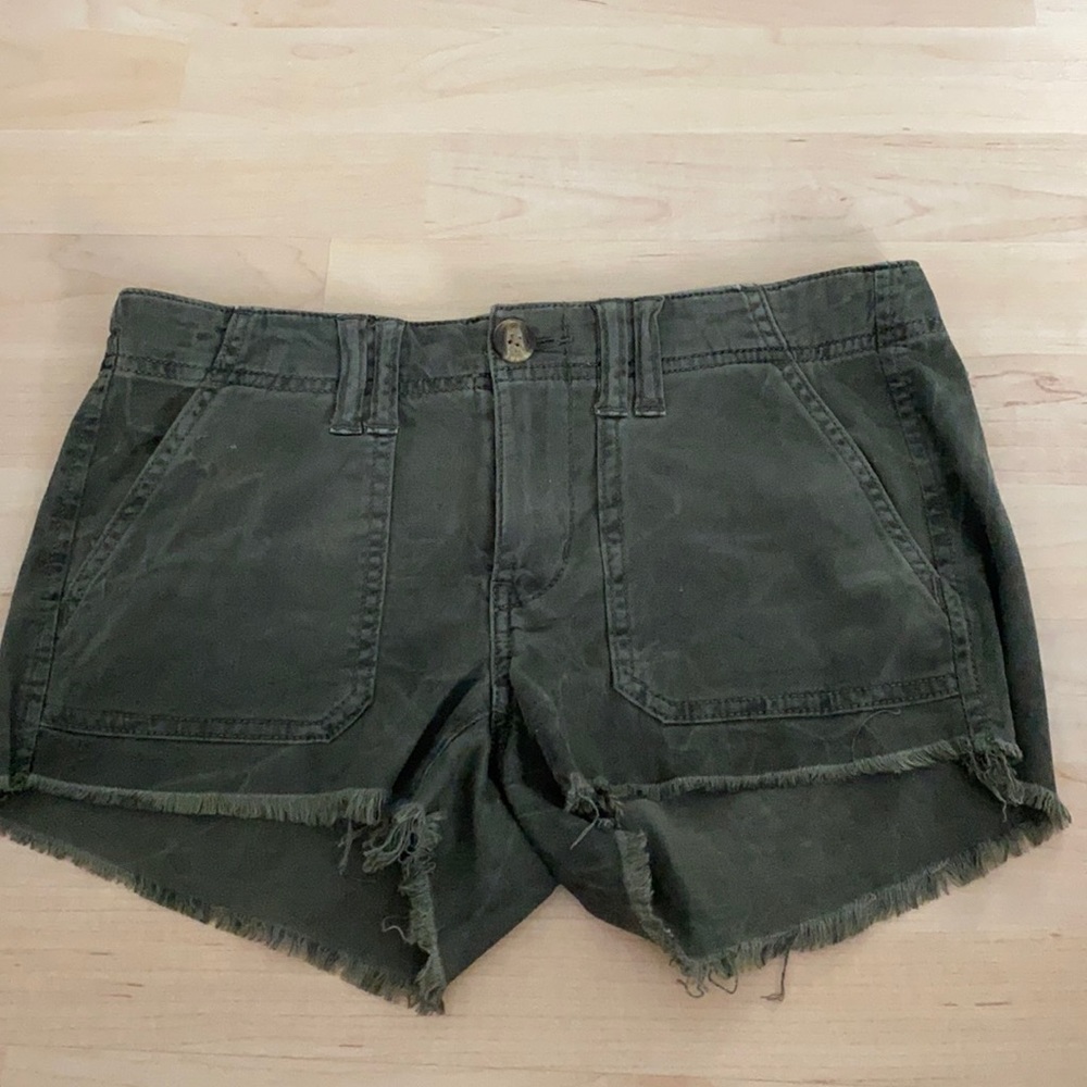 Green Jean Shortie Shorts  US 2